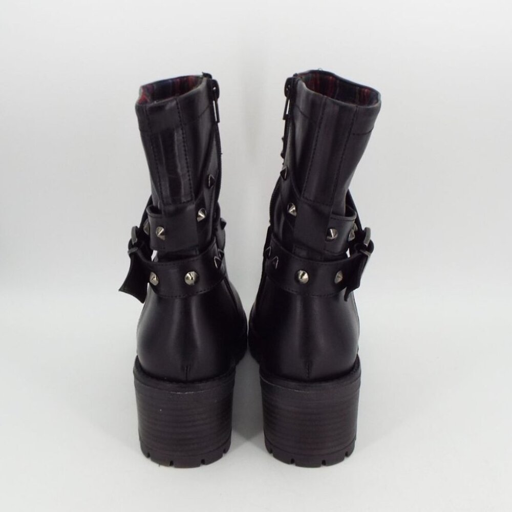 Coach and Four Vio Black Leather Studded Grunge Moto Boots Size 7M - Picture 4 of 12